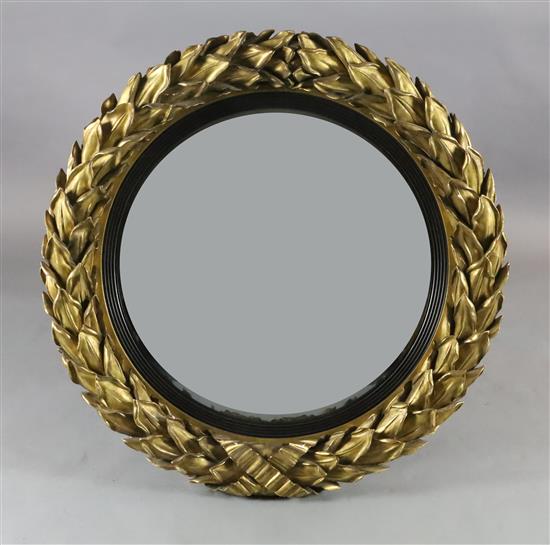 A fine large Regency giltwood and gesso convex wall mirror, Diam.3ft 6in.